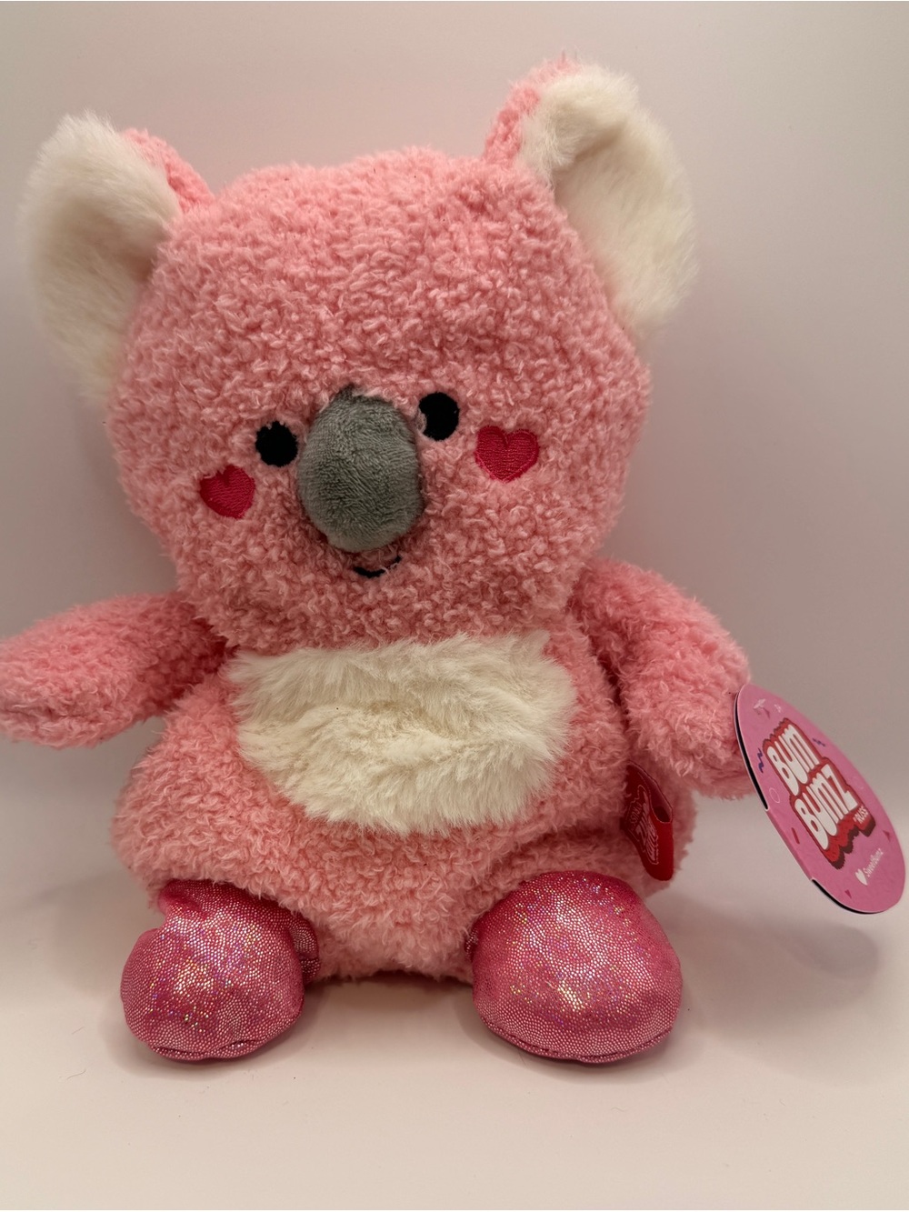 Bum Bumz Russ Pink valentine Koala Plush Stuffed Animal with Heart Cheeks 9"